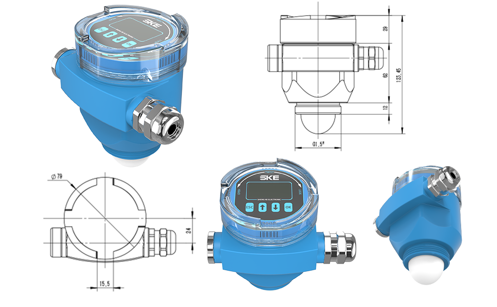 80GHz Radar Level Transmitter (LCD display) for Liquids